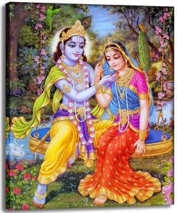 Radha and Krishna on Swing Canvas Art 10x12"